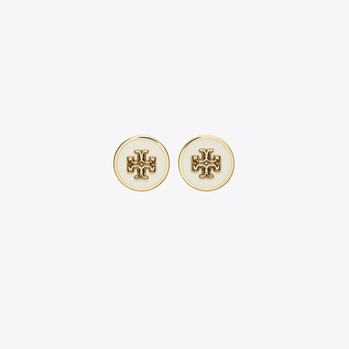 Kira Enamel Circle-Stud Earring-Tory Gold / New Ivory
