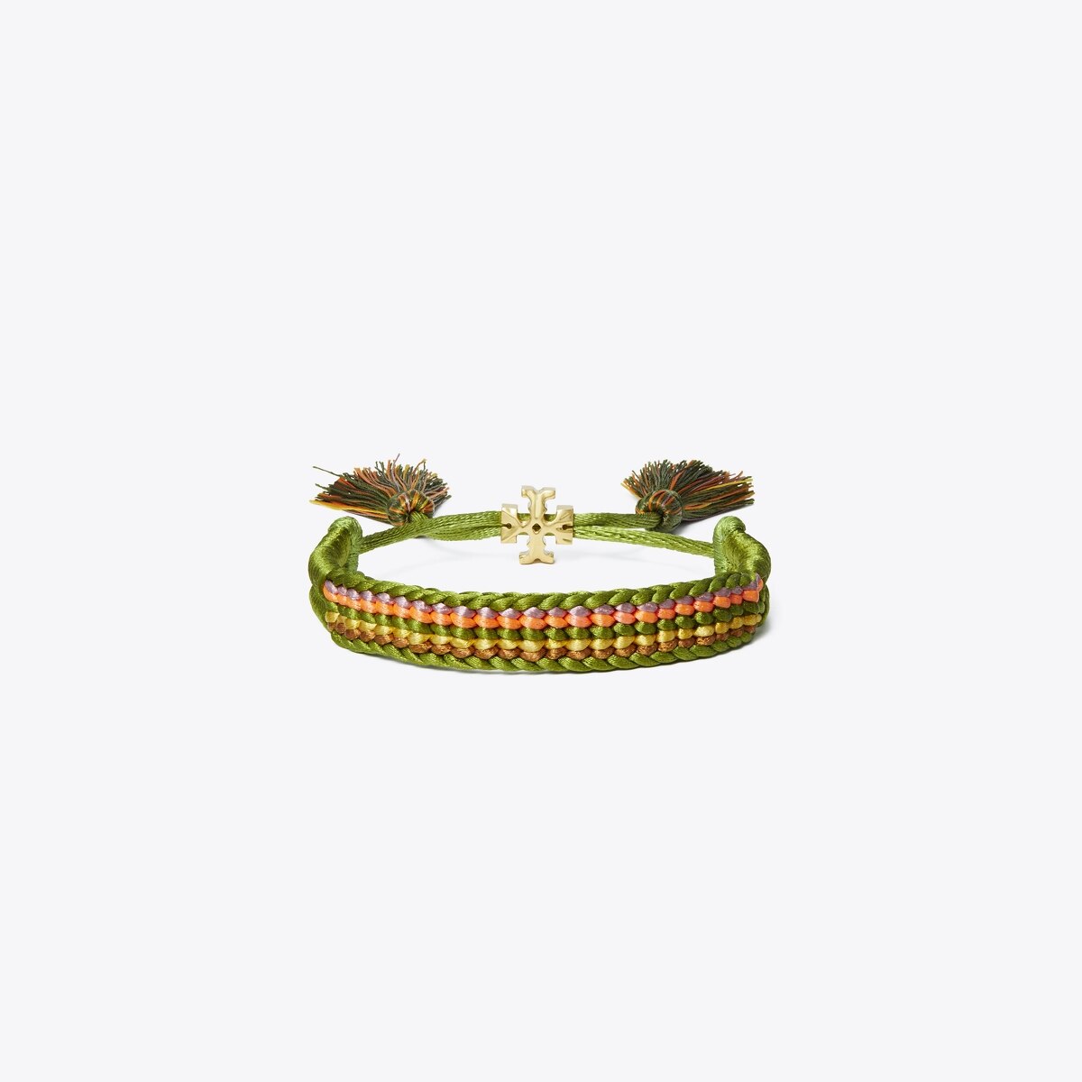 Woven Friendship Bracelet-Rolled Gold / Green Multi 1 Woven Friendship Bracelet-Rolled Gold / Green Multi
