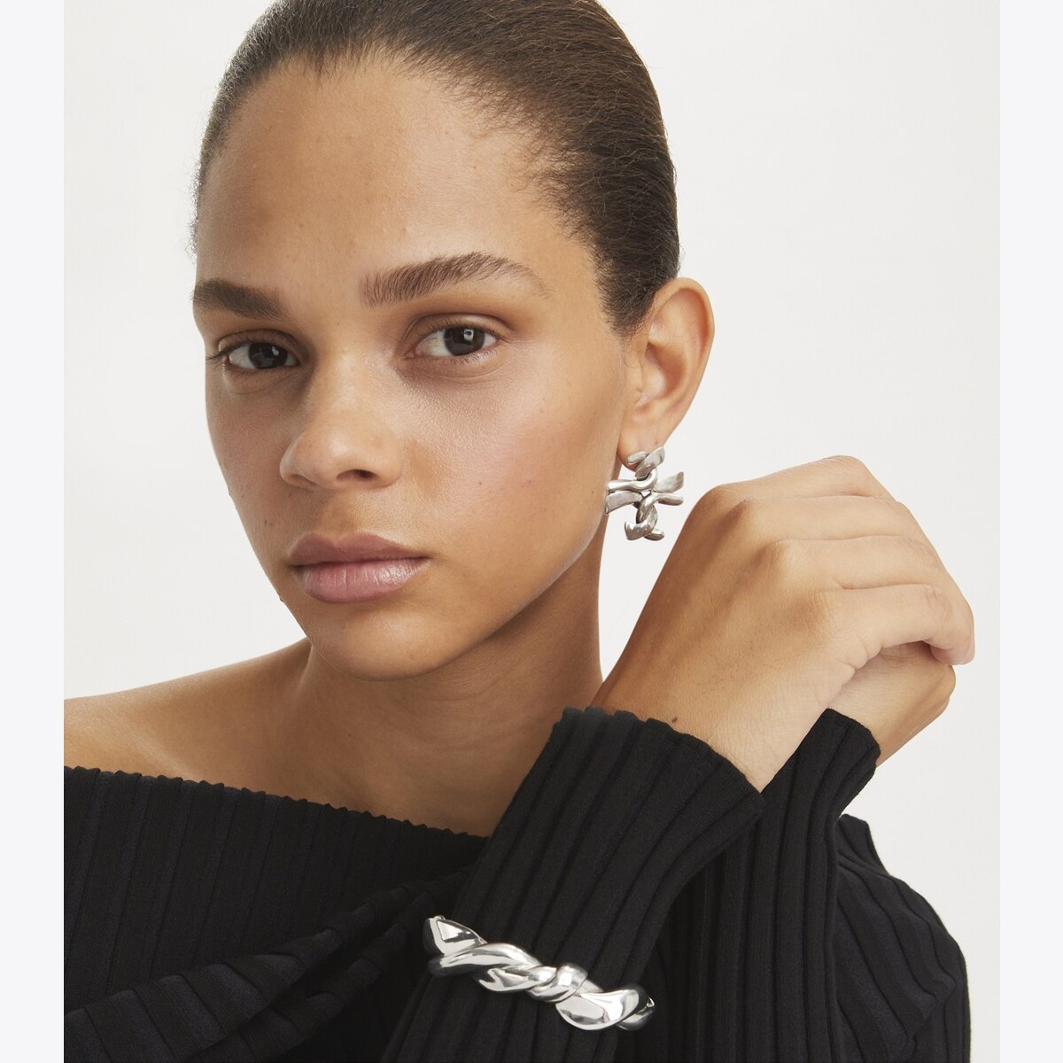 Twisted T Rope Cuff-Silver 6 Twisted T Rope Cuff-Silver