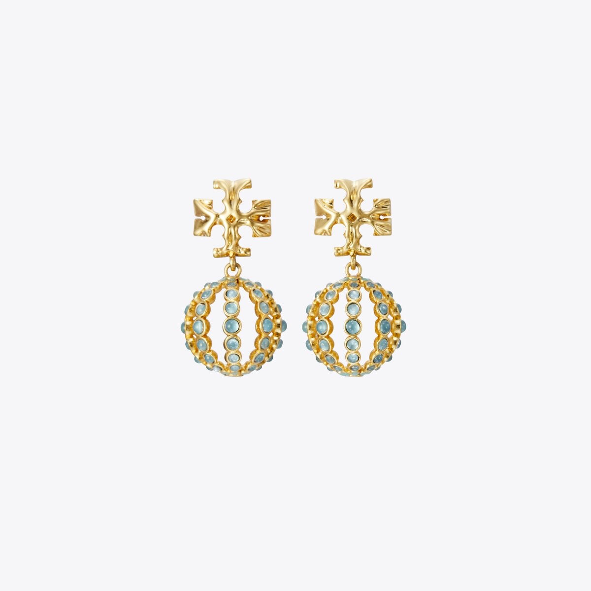 Small Roxanne Drop Earring-Rolled Gold/Light Blue 1 Small Roxanne Drop Earring-Rolled Gold/Light Blue