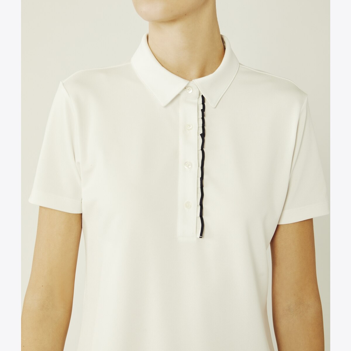 Tech Piqué Ruffle Polo-Snow White 12 Tech Piqué Ruffle Polo-Snow White