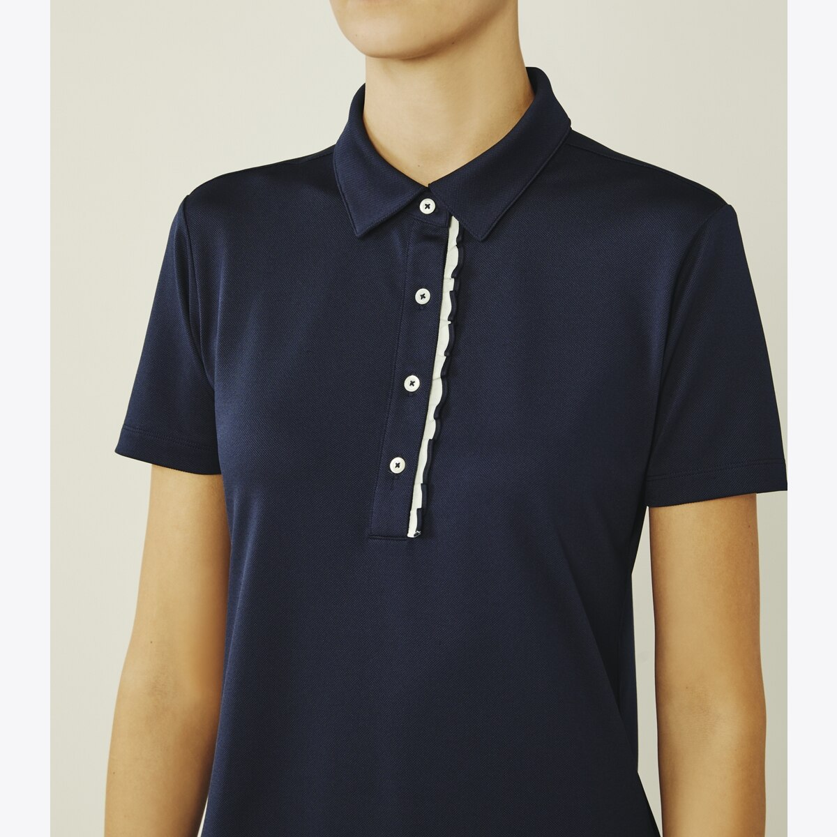 Tech Piqué Ruffle Polo-Snow White 18 Tech Piqué Ruffle Polo-Snow White