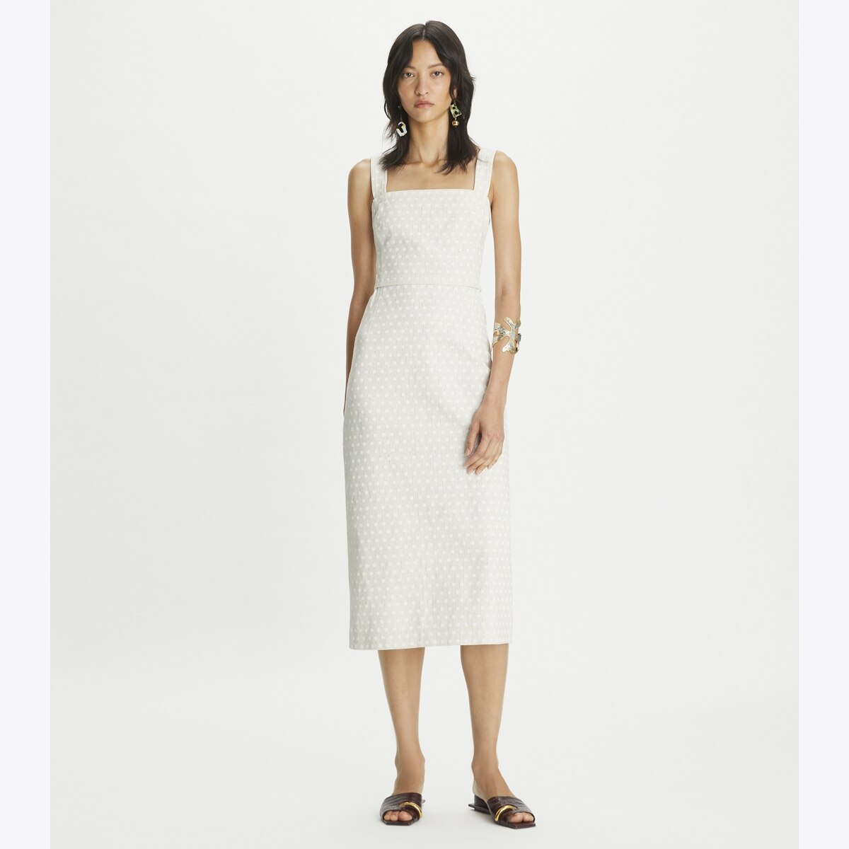 Printed Linen Dress-White Polka Dot 11 Printed Linen Dress-White Polka Dot