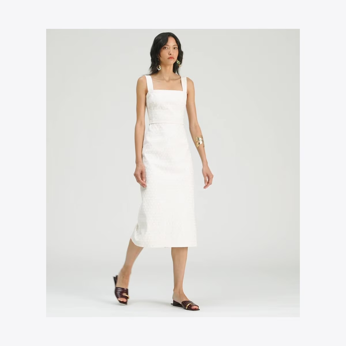 Printed Linen Dress-White Polka Dot 17 Printed Linen Dress-White Polka Dot
