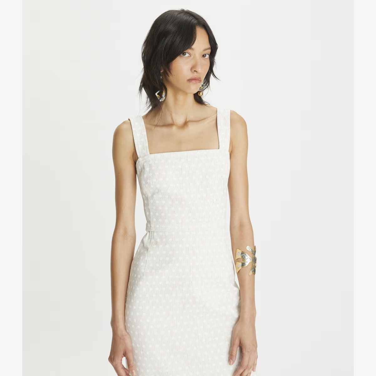 Printed Linen Dress-White Polka Dot 18 Printed Linen Dress-White Polka Dot