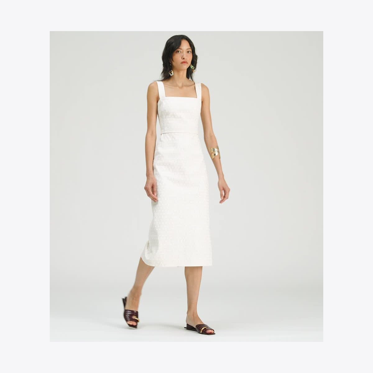 Printed Linen Dress-White Polka Dot 13 Printed Linen Dress-White Polka Dot