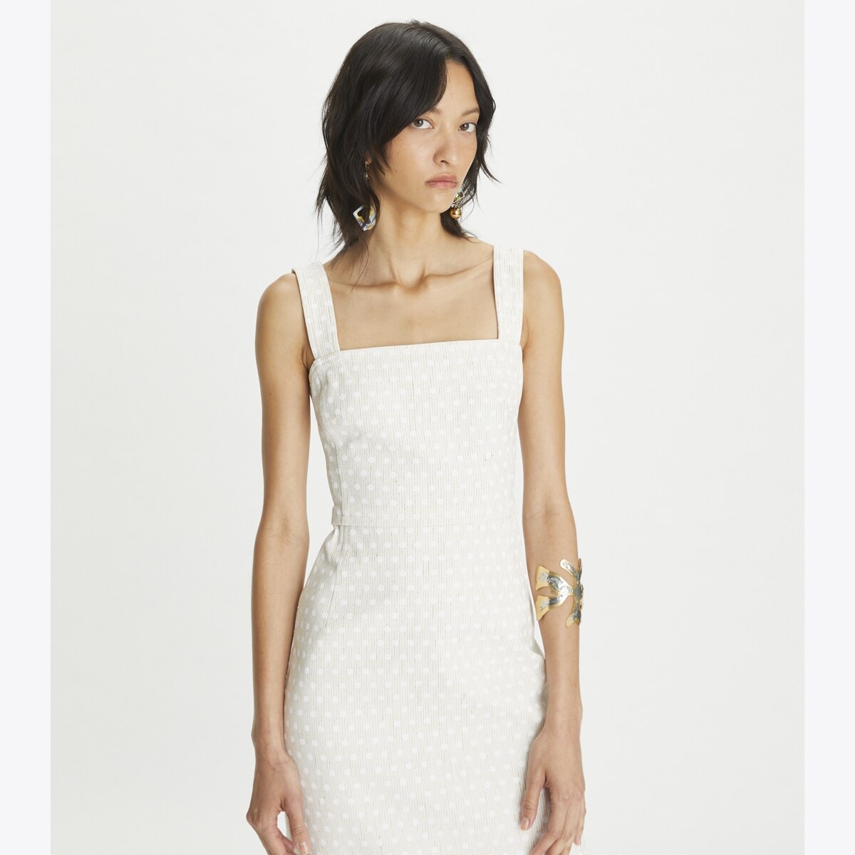 Printed Linen Dress-White Polka Dot 14 Printed Linen Dress-White Polka Dot