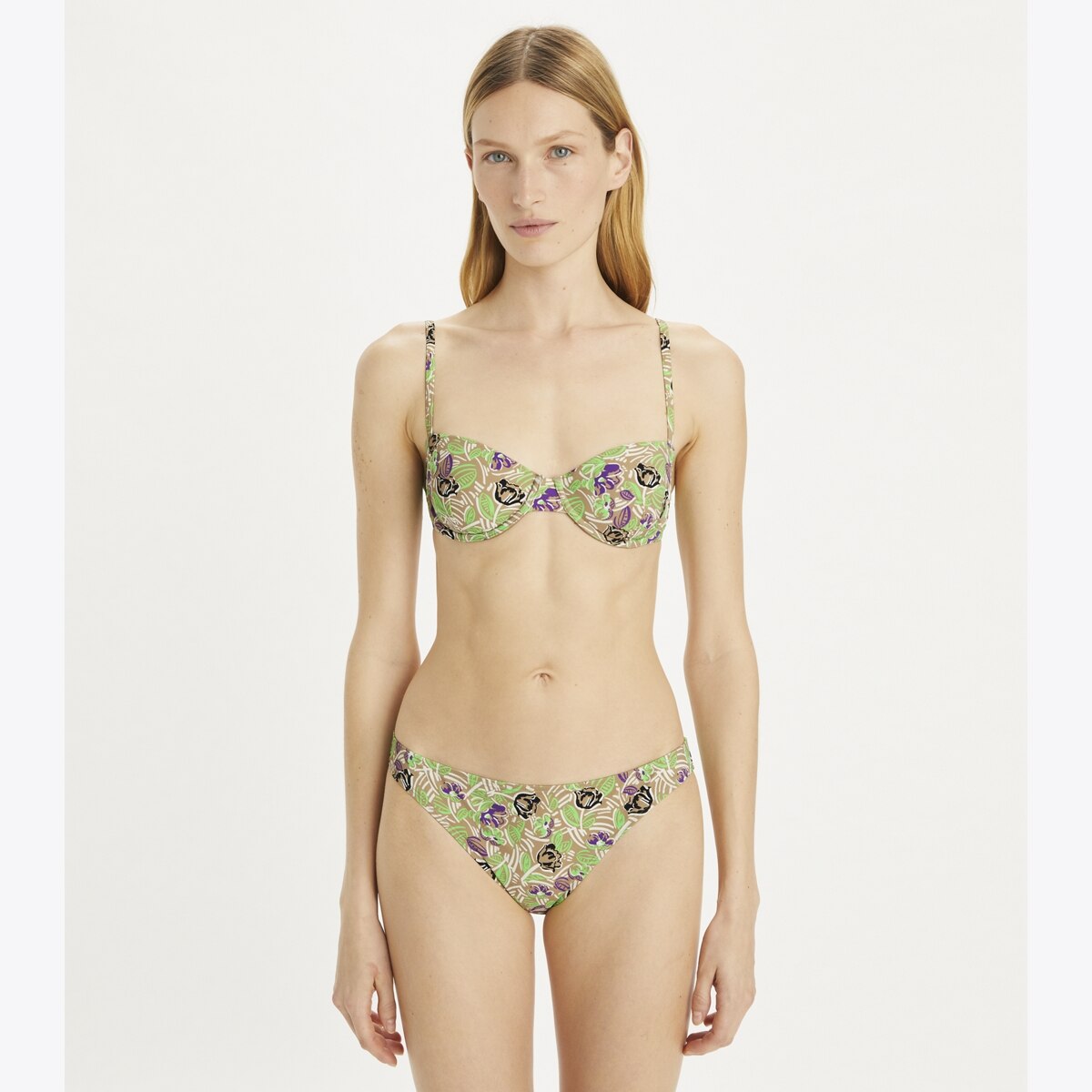 Printed Underwire Bikini Top-Green Scribble Floral 8 Printed Underwire Bikini Top-Green Scribble Floral