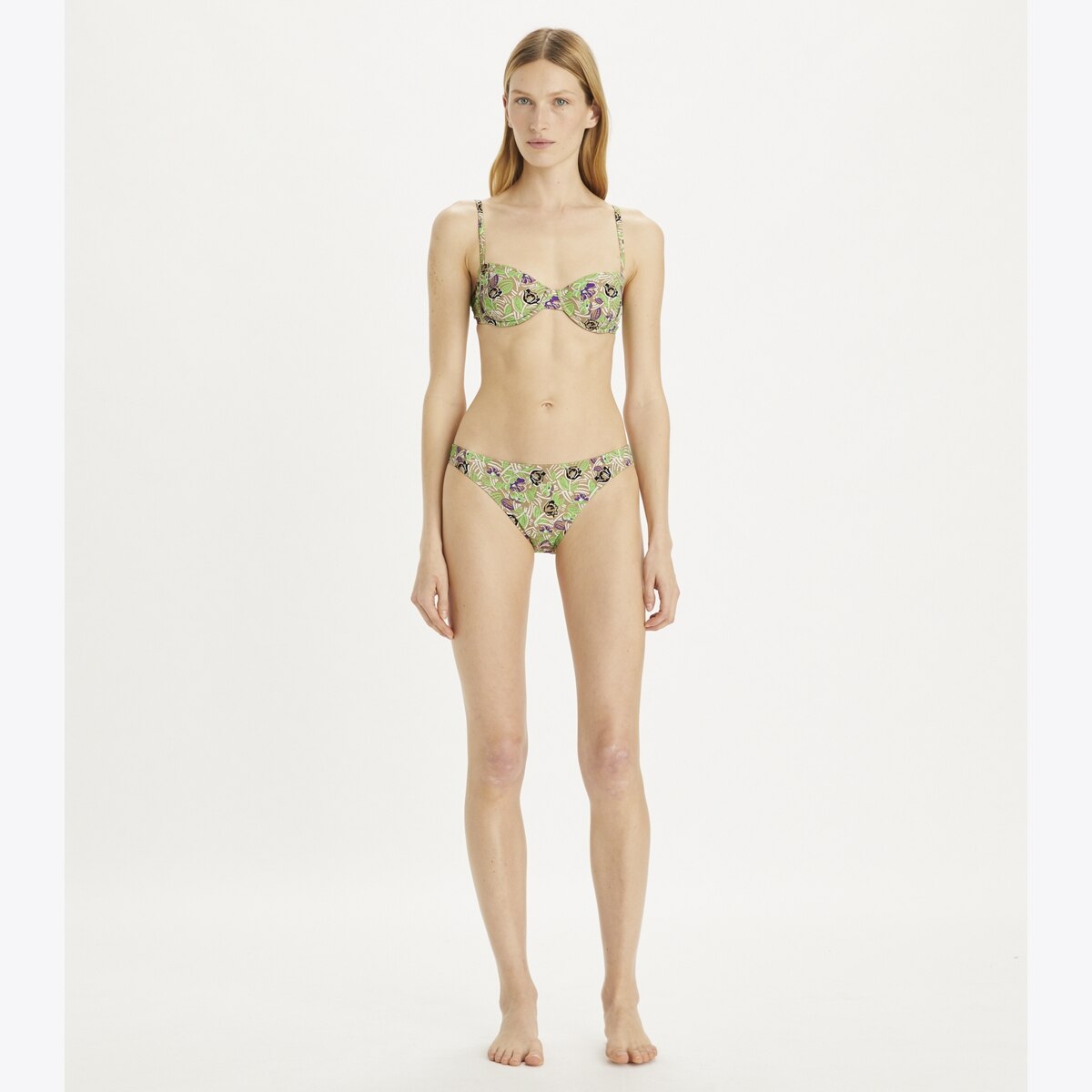 Printed Underwire Bikini Top-Green Scribble Floral 9 Printed Underwire Bikini Top-Green Scribble Floral