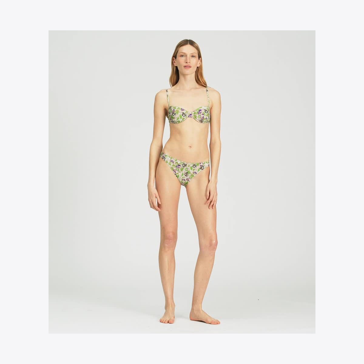 Printed Underwire Bikini Top-Green Scribble Floral 10 Printed Underwire Bikini Top-Green Scribble Floral
