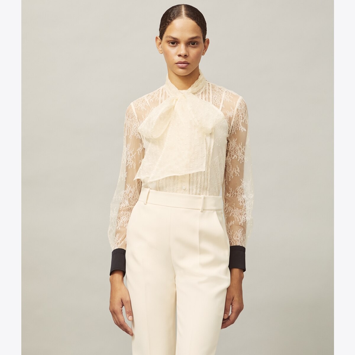 Chantilly Lace Bow Blouse-New Ivory 7 Chantilly Lace Bow Blouse-New Ivory