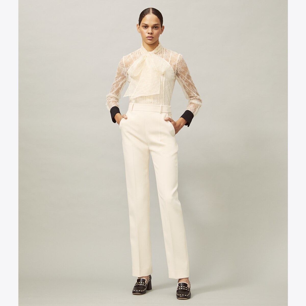 Chantilly Lace Bow Blouse-New Ivory 8 Chantilly Lace Bow Blouse-New Ivory