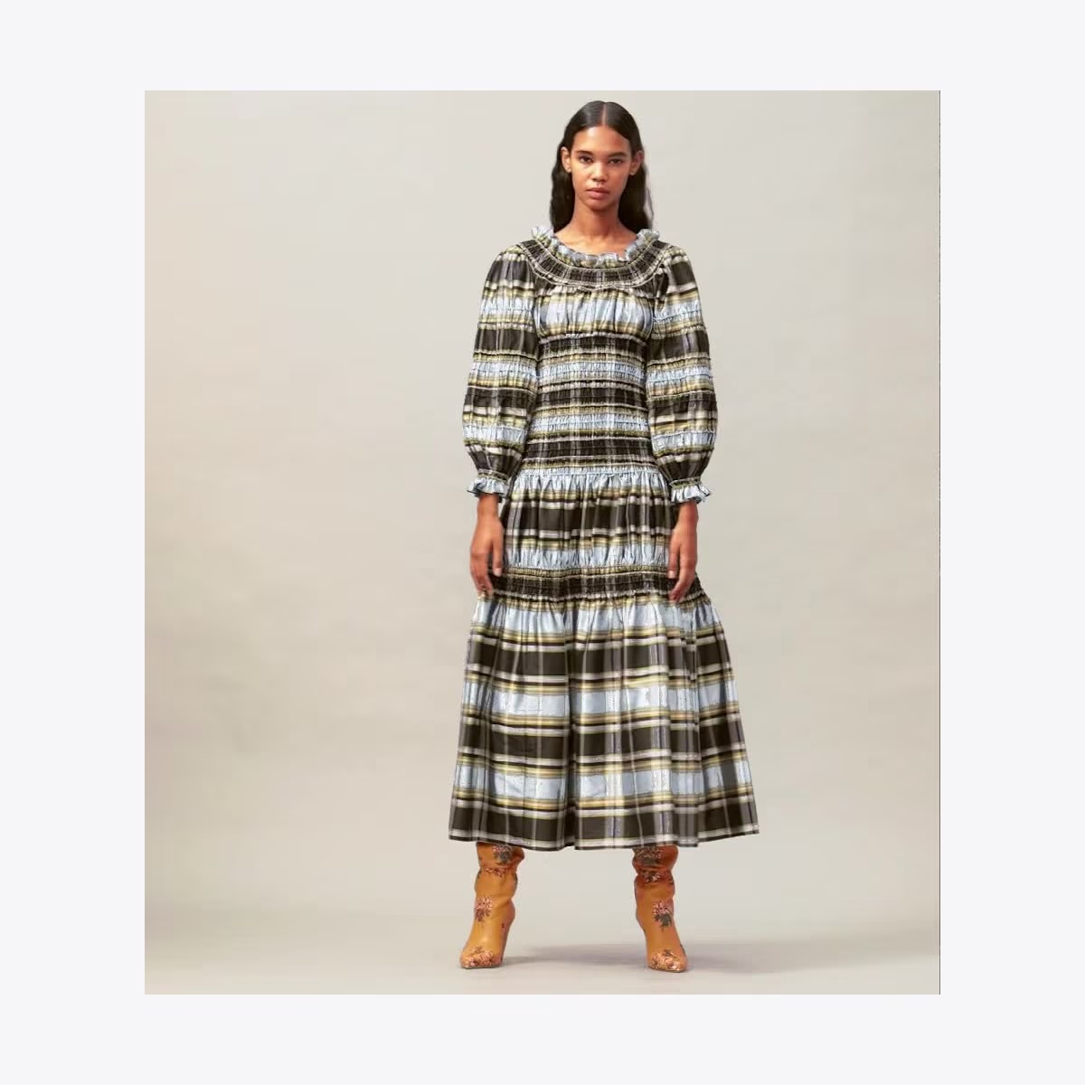 Corded Madras Dress-Madras Silk Dupioni 10 Corded Madras Dress-Madras Silk Dupioni