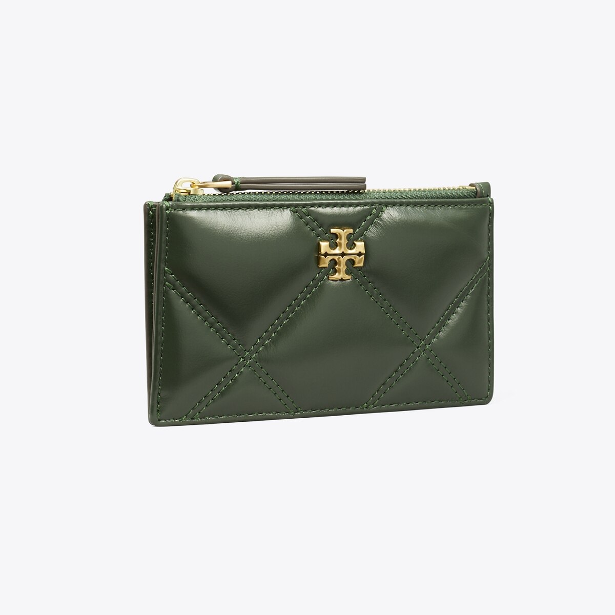 Kira Diamond Quilt Zip Card Case-Basil 1 Kira Diamond Quilt Zip Card Case-Basil