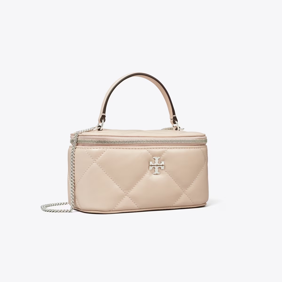 Kira Diamond Quilt Vanity Case-Soft Pink 1 Kira Diamond Quilt Vanity Case-Soft Pink