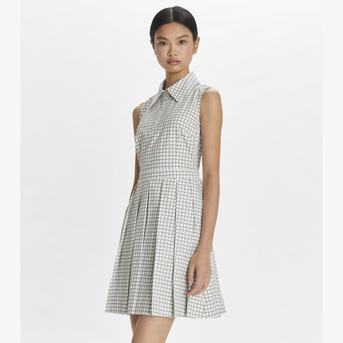 Printed Stretch Golf Dress-Grey Gradient Gingham 8 Printed Stretch Golf Dress-Grey Gradient Gingham