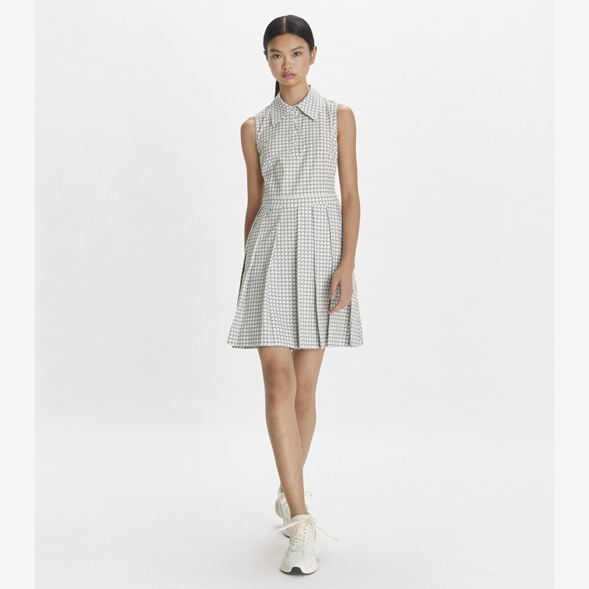 Printed Stretch Golf Dress-Grey Gradient Gingham 9 Printed Stretch Golf Dress-Grey Gradient Gingham