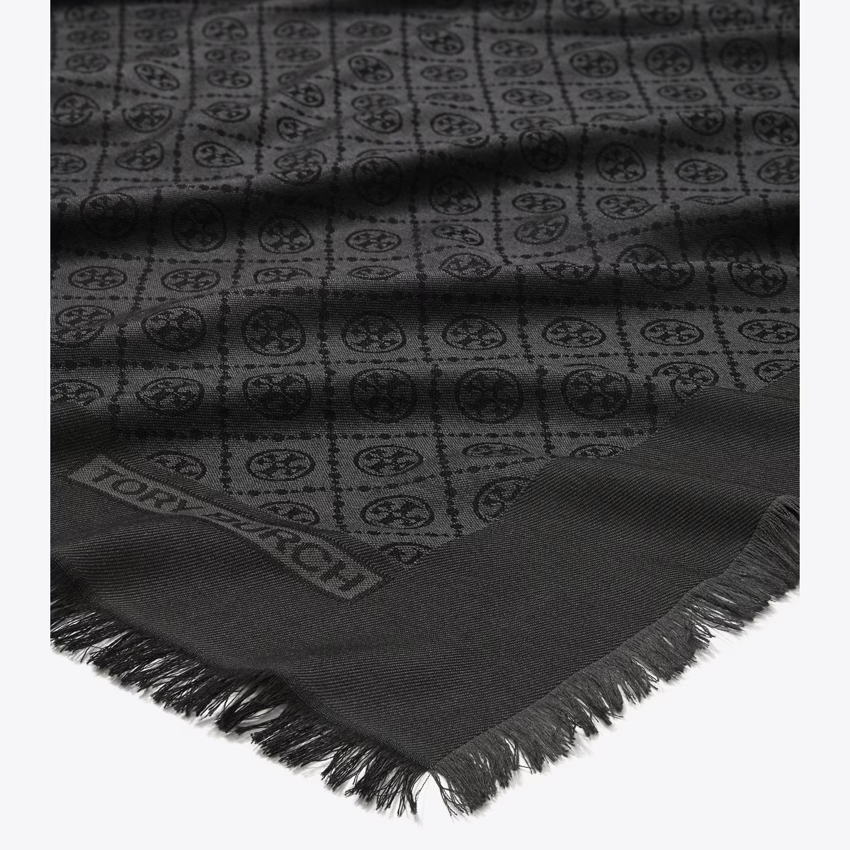 T Monogram Jacquard Traveler Scarf-Black 6 T Monogram Jacquard Traveler Scarf-Black