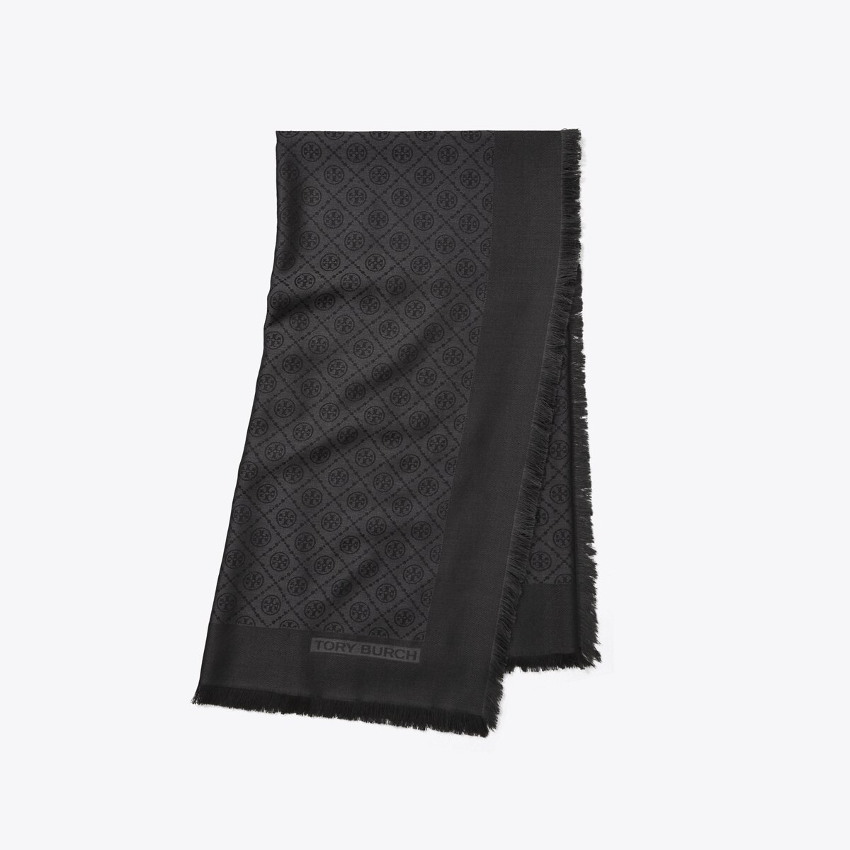 T Monogram Jacquard Traveler Scarf-Black 7 T Monogram Jacquard Traveler Scarf-Black
