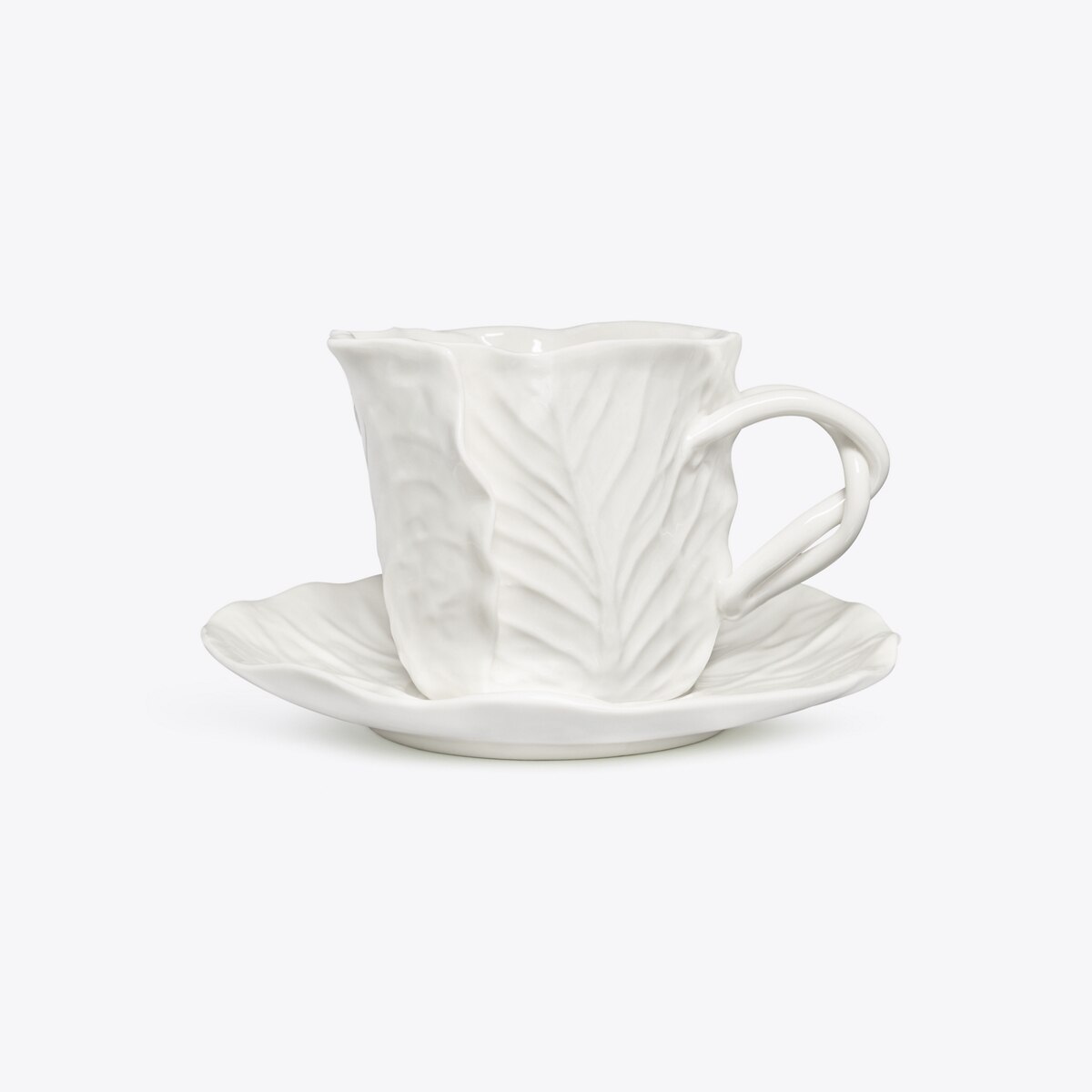 Lettuce Ware Cup & Saucer, Set of 2-White